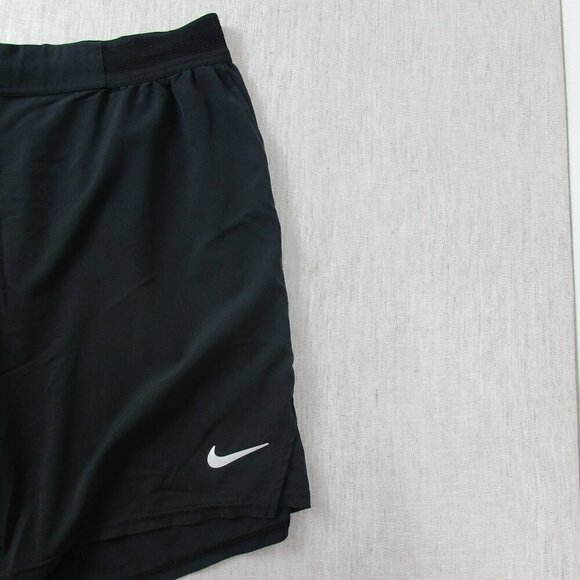 Nike Athletic Shorts Men's XL Black Dri Fit Stretch Elastic Waist Logo Pull On - Picture 2 of 9